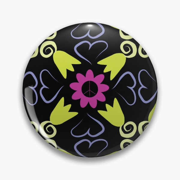 Item preview, Black Multi 2 Peace Flowers Tulips Hearts in Square Orientation designed and sold by Digitalmyth's Designs.