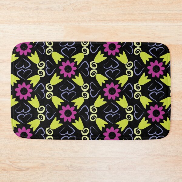 Item preview, Black Multi 2 Peace Flowers Tulips Hearts in Square Orientation designed and sold by Digitalmyth's Designs.