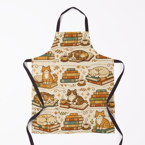 Item preview, Cat & Books Illustration - Faux Stitch Library Aesthetic - Cozy Reading Nook Art designed and sold by HappySproutArt.