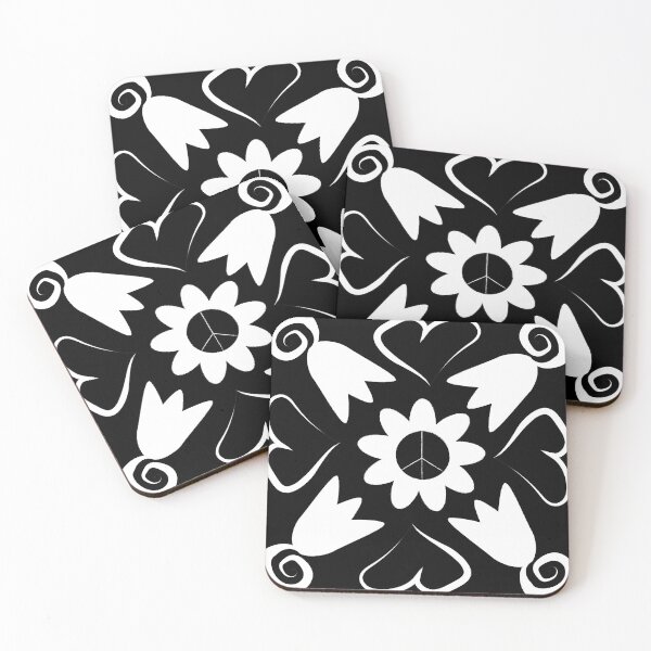 Item preview, White Peace Flowers Tulips Hearts in Square Orientation designed and sold by Digitalmyth's Designs.