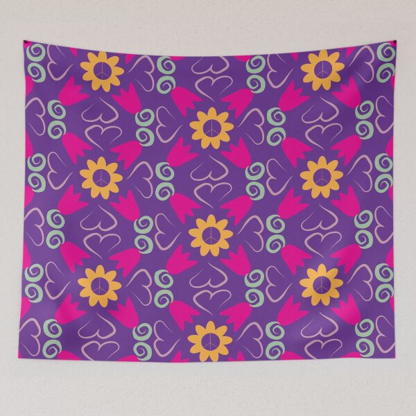 Item preview, Pink Gold Green Purple Peace Flowers Tulips Hearts in Square Orientation designed and sold by Digitalmyth's Designs.