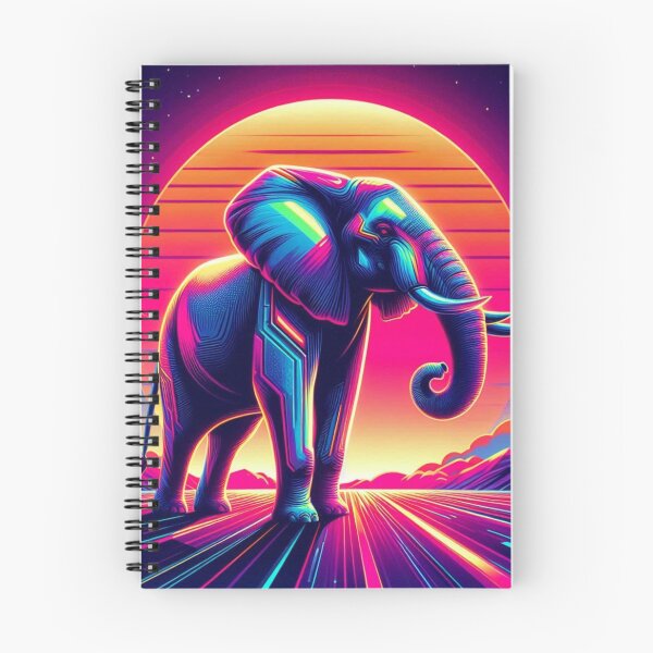 Item preview, Neon Elephant – Cosmic Retro-Futuristic Illustration designed and sold by Dogandesighn.