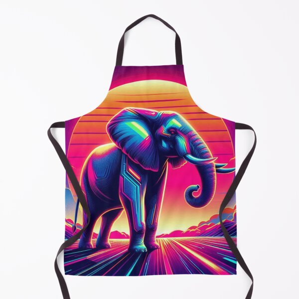 Item preview, Neon Elephant – Cosmic Retro-Futuristic Illustration designed and sold by Dogandesighn.