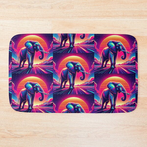 Item preview, Neon Elephant – Cosmic Retro-Futuristic Illustration designed and sold by Dogandesighn.