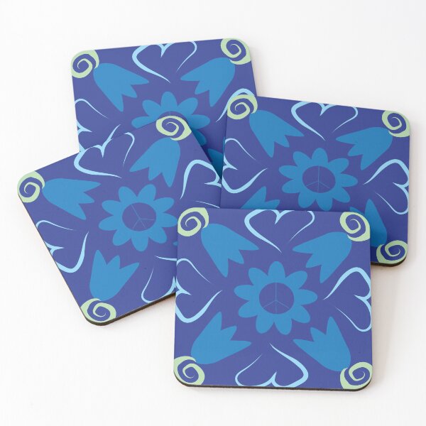 Item preview, Blue Peace Flowers Tulips Hearts in Square Orientation designed and sold by Digitalmyth's Designs.