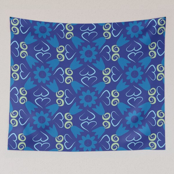 Item preview, Blue Peace Flowers Tulips Hearts in Square Orientation designed and sold by Digitalmyth's Designs.