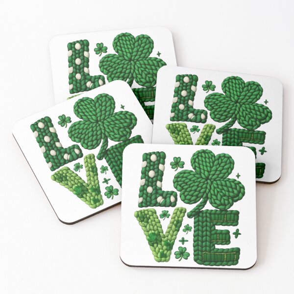Item preview, Love Irish Luck – Green Knitted Clover Crochet Aesthetic designed and sold by CoquetteDigitalArt.