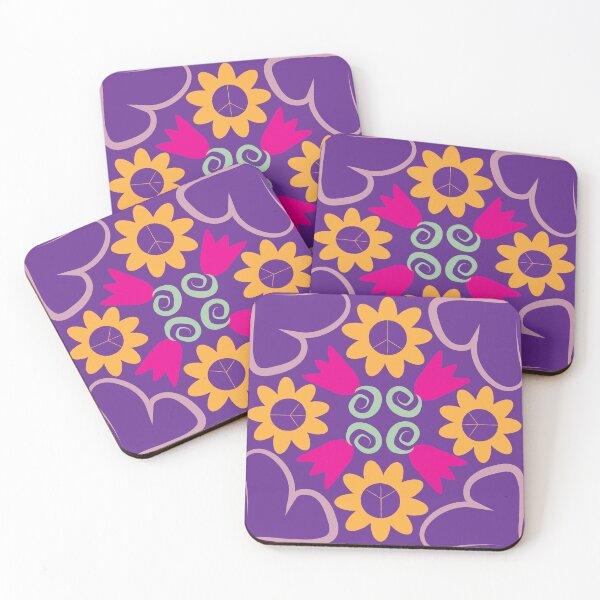 Item preview, Pink Purple Green Yellow Peace Flowers Tulips Hearts in Diamond Orientation designed and sold by Digitalmyth's Designs.