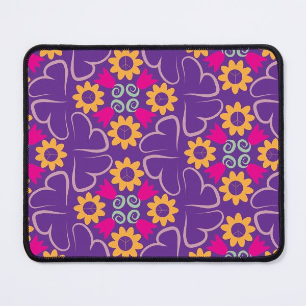 Item preview, Pink Purple Green Yellow Peace Flowers Tulips Hearts in Diamond Orientation designed and sold by Digitalmyth's Designs.