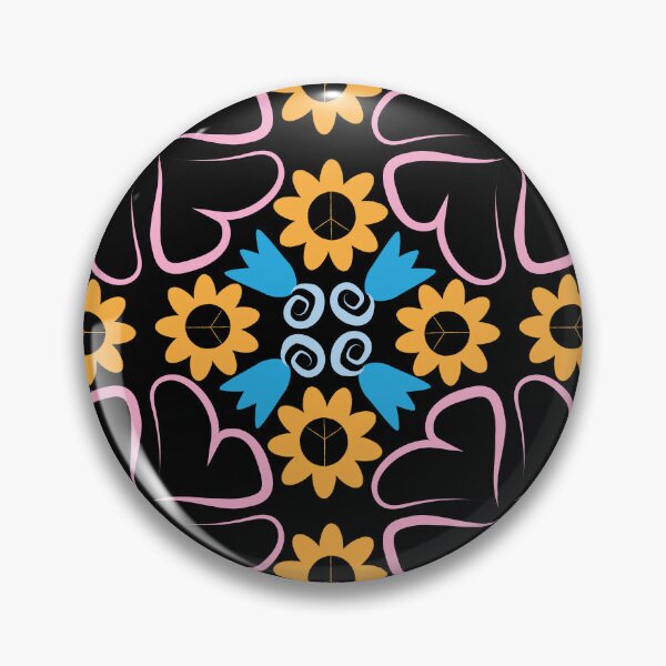 Item preview, Black Multi 1 Peace Flowers Tulips Hearts in Diamond Orientation designed and sold by Digitalmyth's Designs.