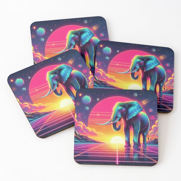 Item preview, Synthwave Elephant – Vibrant Cosmic Road designed and sold by Dogandesighn.
