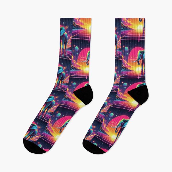 Item preview, Synthwave Elephant – Vibrant Cosmic Road designed and sold by Dogandesighn.