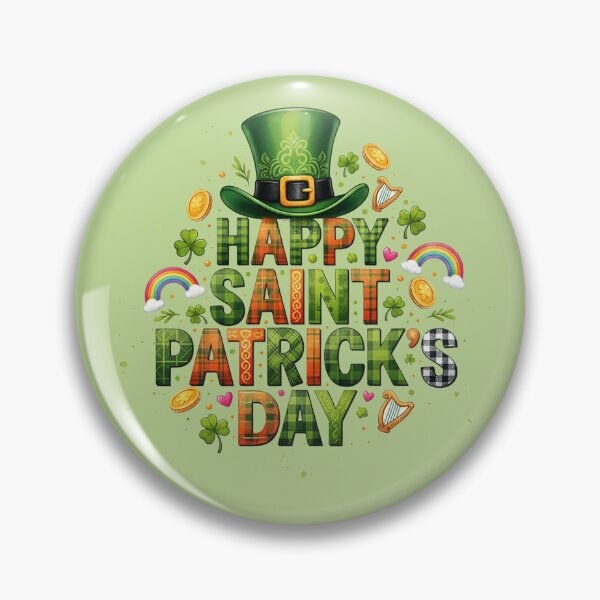 Item preview, Happy Saint Patrick’s Day Plaid Typography – Festive Clover & Rainbow Art designed and sold by CoquetteDigitalArt.
