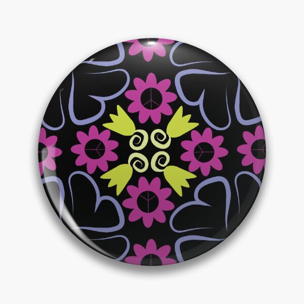 Item preview, Black Multi 2 Peace Flowers Tulips Hearts in Diamond Orientation designed and sold by Digitalmyth's Designs.