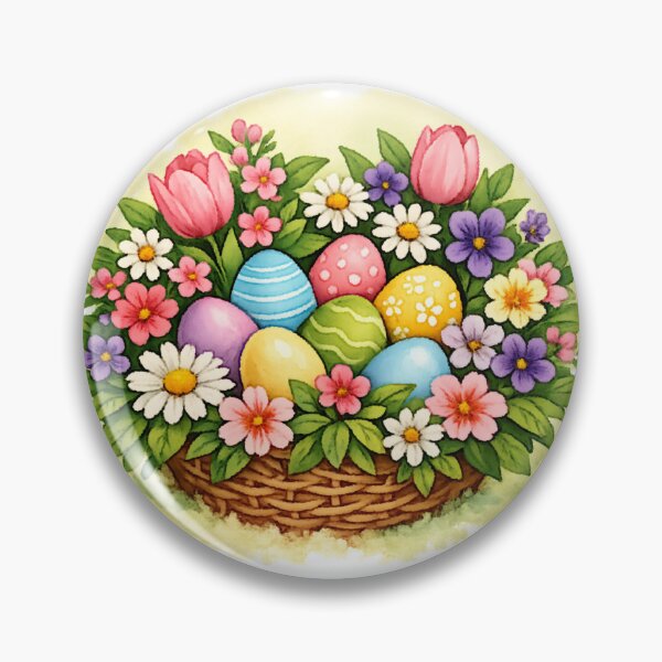 Item preview, Easter Spring Basket Oil Painting with Eggs & Flowers designed and sold by FunFitLife Studio.