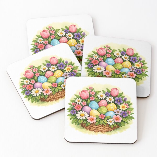 Item preview, Easter Spring Basket Oil Painting with Eggs & Flowers designed and sold by FunFitLife Studio.
