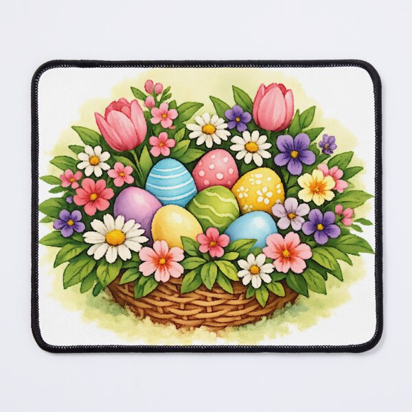 Item preview, Easter Spring Basket Oil Painting with Eggs & Flowers designed and sold by FunFitLife Studio.