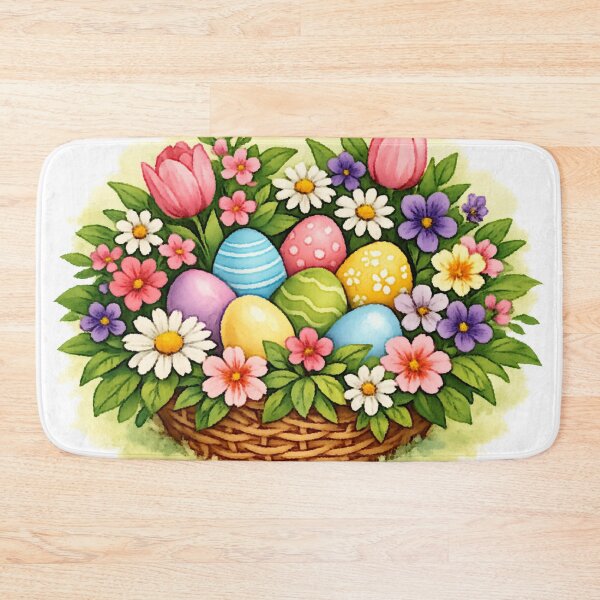 Item preview, Easter Spring Basket Oil Painting with Eggs & Flowers designed and sold by FunFitLife Studio.