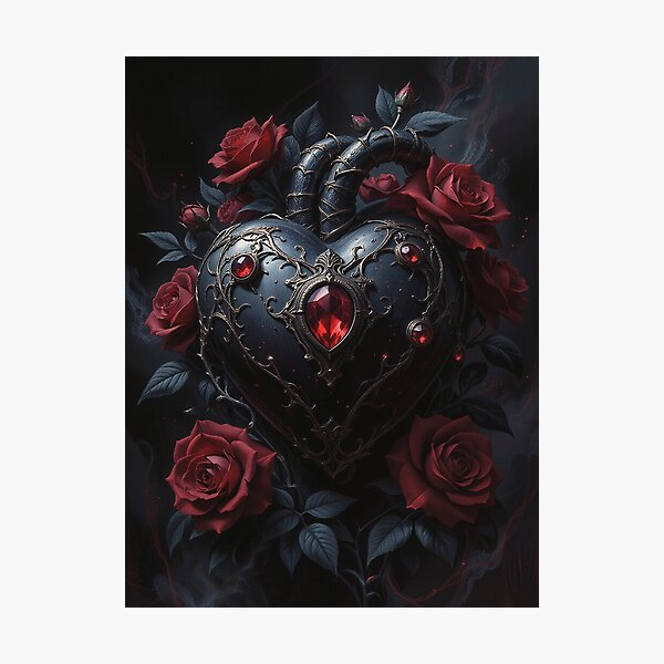 Item preview, Gothic Heart with Roses – Dark Valentine’s Day Art designed and sold by DiceWay.