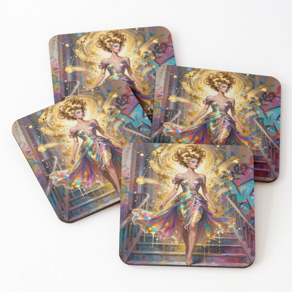 Item preview, DolledUp Golden Vogue Muse – Abstract Female Silhouette in luminous brushstrokes designed and sold by FotoworldEdel.