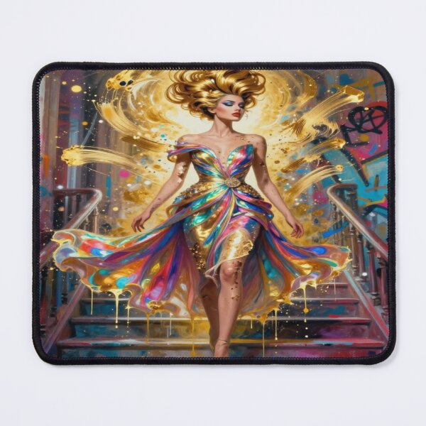 Item preview, DolledUp Golden Vogue Muse – Abstract Female Silhouette in luminous brushstrokes designed and sold by FotoworldEdel.