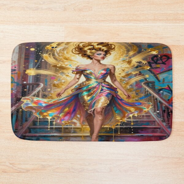 Item preview, DolledUp Golden Vogue Muse – Abstract Female Silhouette in luminous brushstrokes designed and sold by FotoworldEdel.