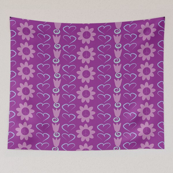Item preview, Purple Peace Flowers Tulips & Hearts on Purple designed and sold by Digitalmyth's Designs.