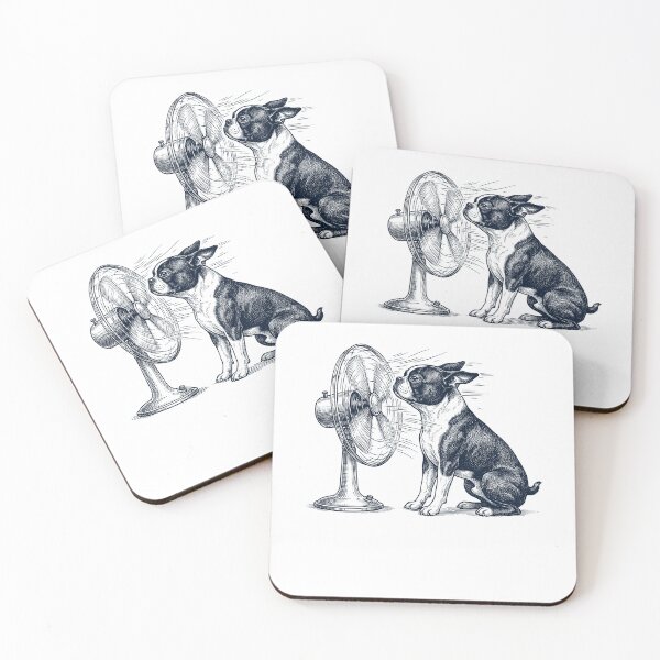 Item preview, Vintage Boston Terrier With Fan Dog Mom Dad designed and sold by DoodleTortle.