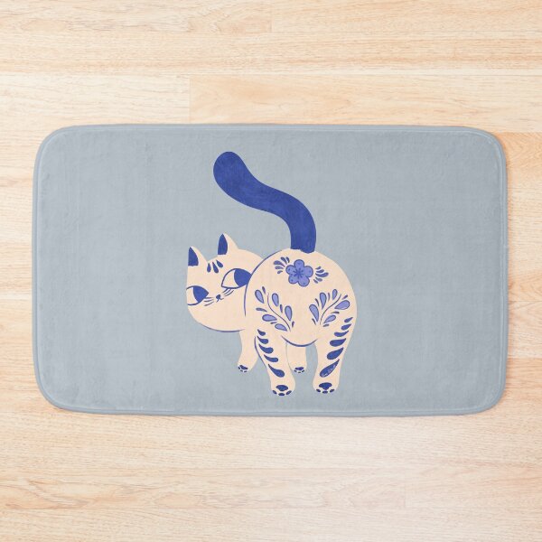 Item preview, Delft Pottery Cat Butt - Cute Ceramic Cottagecore Cats designed and sold by Carrie Cantwell Art.
