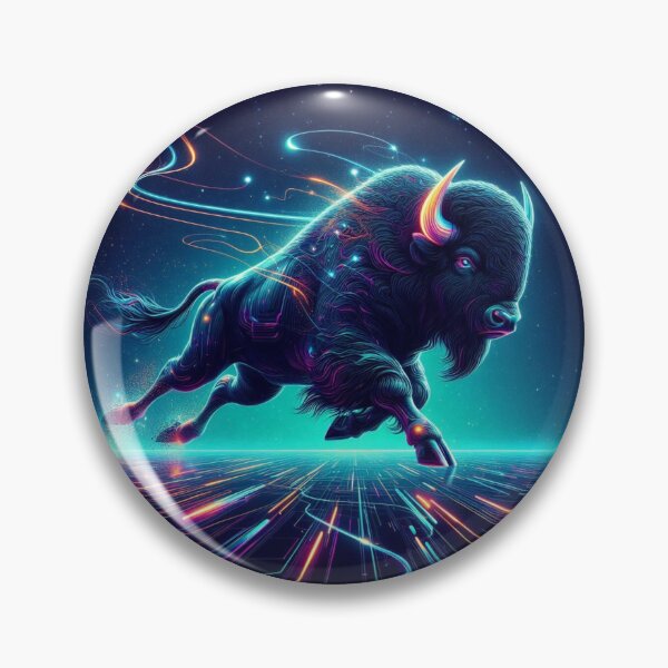 Item preview, Neon Bison – Futuristic Cosmic Power Illustration designed and sold by Dogandesighn.