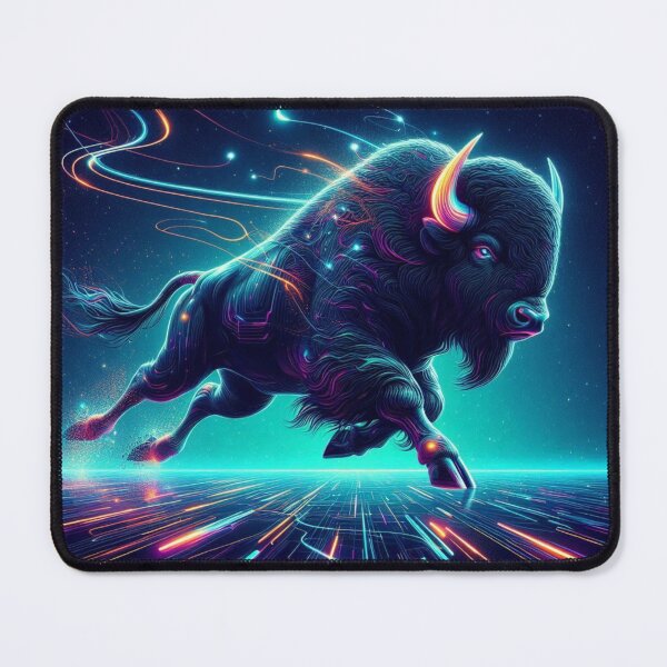 Item preview, Neon Bison – Futuristic Cosmic Power Illustration designed and sold by Dogandesighn.