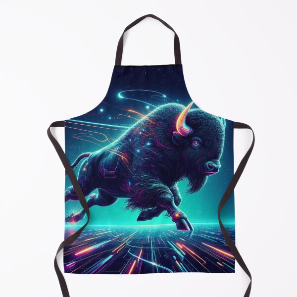 Item preview, Neon Bison – Futuristic Cosmic Power Illustration designed and sold by Dogandesighn.