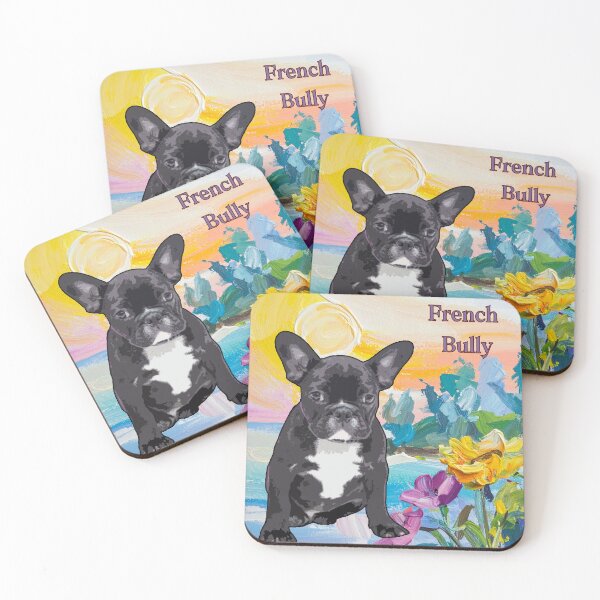 Item preview, French Bully Puppy on floral Background designed and sold by simplysign.