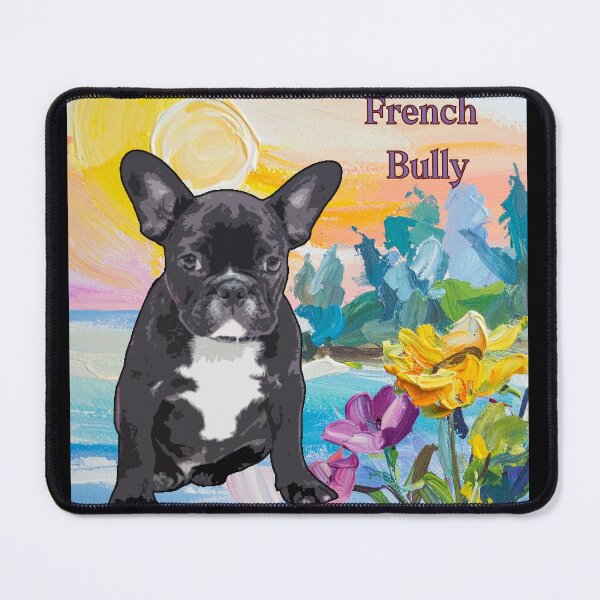Item preview, French Bully Puppy on floral Background designed and sold by simplysign.