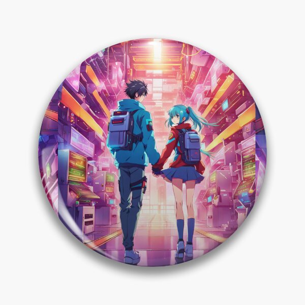 Item preview, Cyberpunk couple in a futuristic city designed and sold by ArtsJulian.