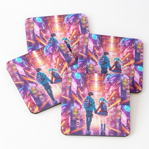 Item preview, Cyberpunk couple in a futuristic city designed and sold by ArtsJulian.