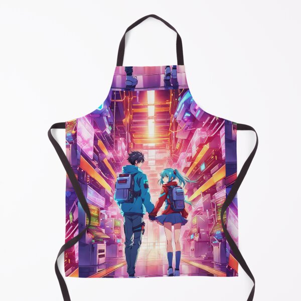 Item preview, Cyberpunk couple in a futuristic city designed and sold by ArtsJulian.