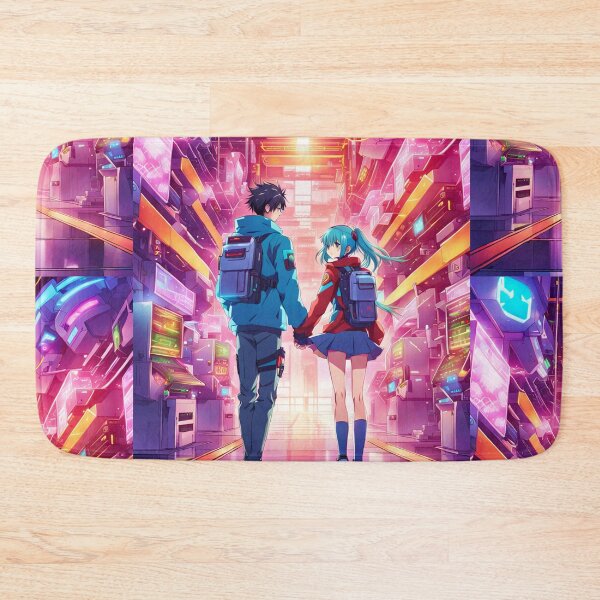 Item preview, Cyberpunk couple in a futuristic city designed and sold by ArtsJulian.