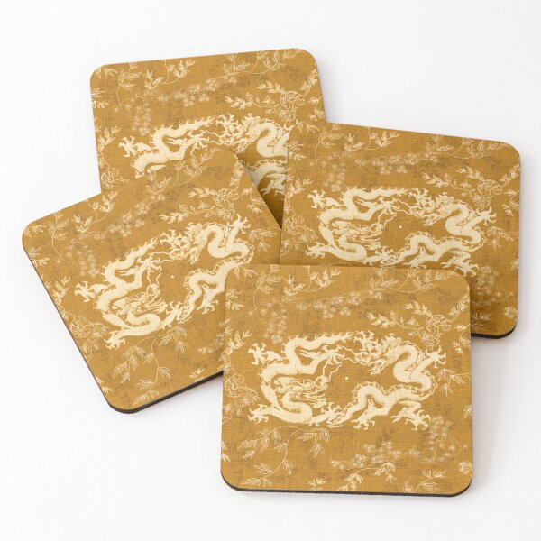 Item preview, Ancient Dragons - Golden Ochre & Earth Tones Vintage Multicolor Floral and Linen designed and sold by LoveAlways-AEP.