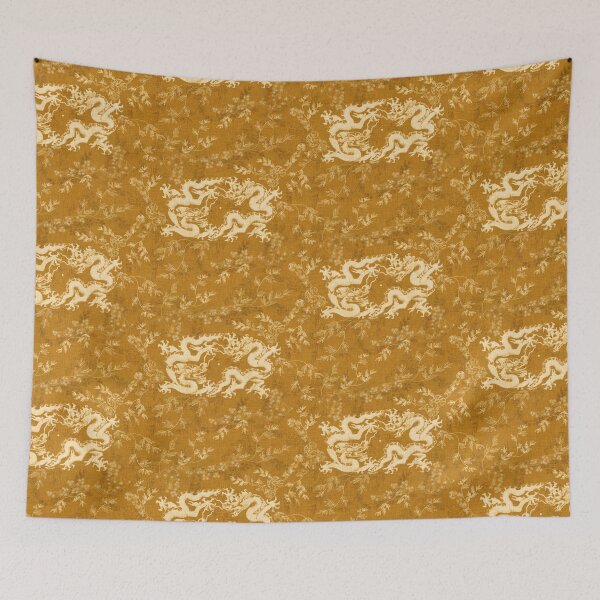 Item preview, Ancient Dragons - Golden Ochre & Earth Tones Vintage Multicolor Floral and Linen designed and sold by LoveAlways-AEP.
