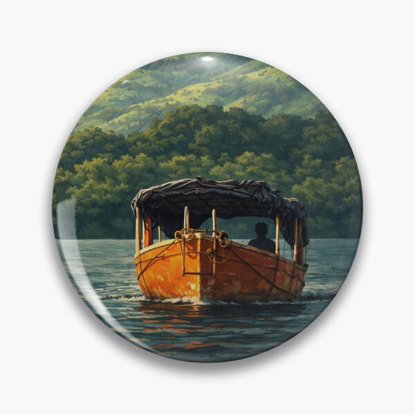 Item preview, Cinematic Boat on Koyna Backwaters – Digital Painting Landscape Near Valley of Flowers, Satara designed and sold by freezed-frames.