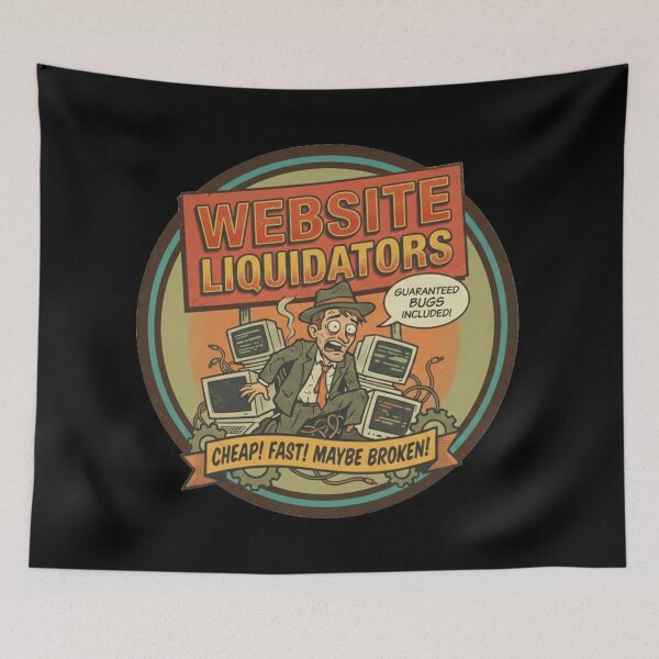 Item preview, Website Liquidators - Guaranteed Bugs Included - Retro Developer Humor designed and sold by Stone-T .