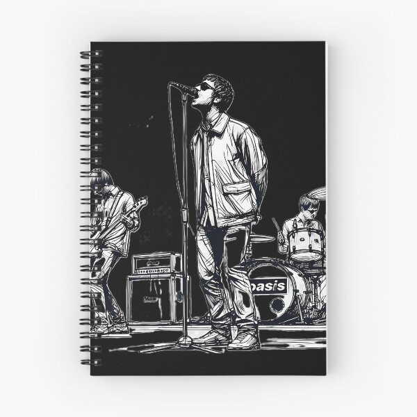 Artikelvorschau, Minimalistische Strichzeichnungen von Oasis bei der Aufführung einer Retro-Britpop-Band entworfen und verkauft von Color-effect.