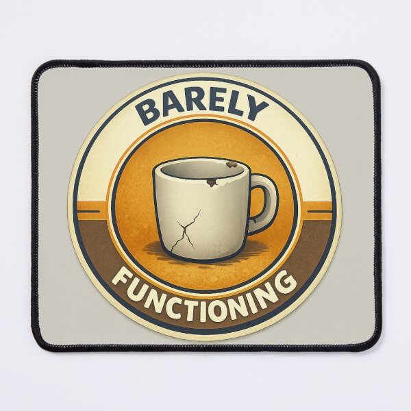 Item preview, Barely Functioning Cracked Mug Badge designed and sold by ChirpInc.