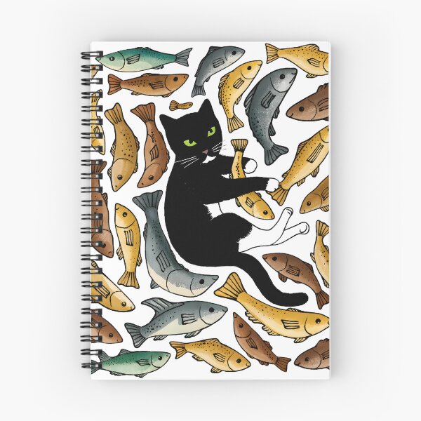 Item preview, Black Cat Swimming in a Sea of Fish – Whimsical Cat Illustration designed and sold by MiowandMolly.