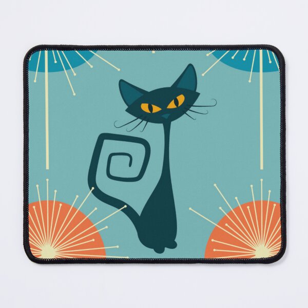 Item preview, Mid Century Modern Orange, Aqua, Turquoise & Teal Atomic Starburst Kitty Cat designed and sold by RetroMaggie.