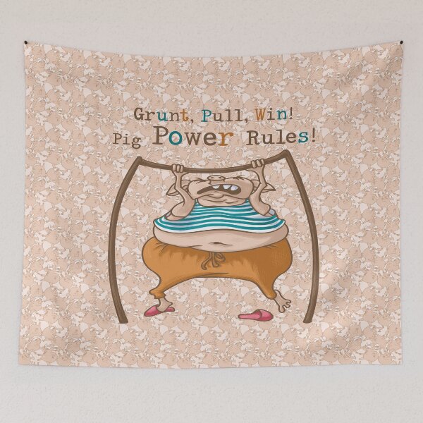 Item preview, Funny Pig Powering Through Pull-Up Challenge designed and sold by Pink Writer.