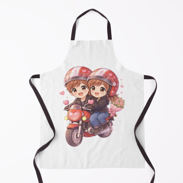 Item preview, Cute Valentine Biker Couple – Chibi Romantic Illustration with Flowers designed and sold by MysticPurpleHue.