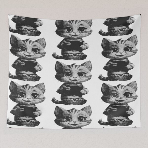 Item preview, Cute Cat Using Phone designed and sold by kinpirks.