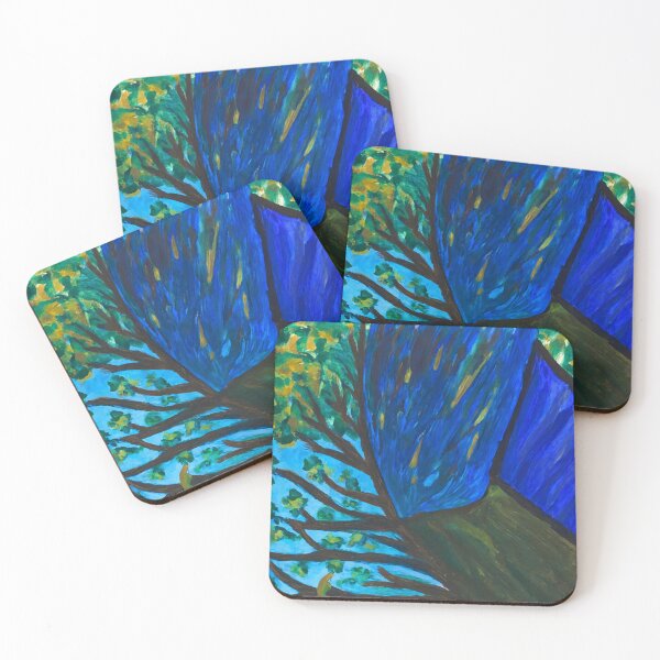 Item preview, Whimsical Tree by the Blue Wall – Expressive Nature Scene designed and sold by LuxuryApparels.